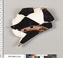 Terracotta rim fragment of a kylix (drinking cup), Terracotta, Greek, Attic