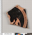 Terracotta fragment of a kylix (drinking cup), Terracotta, Greek, Attic