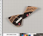 Terracotta fragment of a kylix (drinking cup), Terracotta, Greek, Attic