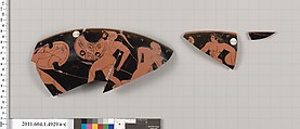 Terracotta rim fragments of a kylix (drinking cup), Terracotta, Greek, Attic