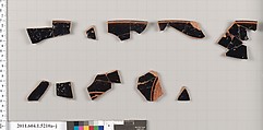 Terracotta fragments of a kylix (drinking cup), Terracotta, Greek, Attic