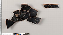 Terracotta fragments of a kylix (drinking cup), Terracotta, Greek, Attic
