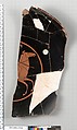 Terracotta fragment of a kylix (drinking cup), Terracotta, Greek, Attic