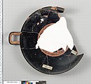 Terracotta fragment of a kylix (drinking cup), Terracotta, Greek, Attic
