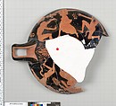 Terracotta fragment of a kylix (drinking cup), Terracotta, Greek, Attic