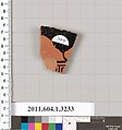 Terracotta fragment of a kylix (drinking cup), Terracotta, Greek, Attic