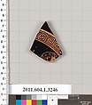Terracotta fragment of a kylix (drinking cup), Terracotta, Greek, Attic