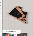 Terracotta fragment of a kylix (drinking cup), Terracotta, Greek, Attic