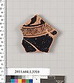 Terracotta fragment of a kylix (drinking cup), Terracotta, Greek, Attic