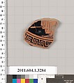 Terracotta fragment of a kylix (drinking cup), Terracotta, Greek, Attic