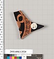 Terracotta fragment of a kylix (drinking cup), Terracotta, Greek, Attic