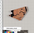 Terracotta fragment of a kylix (drinking cup), Terracotta, Greek, Attic