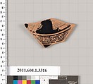 Terracotta fragment of a kylix (drinking cup), Terracotta, Greek, Attic