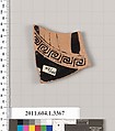 Terracotta fragment of a kylix (drinking cup), Terracotta, Greek, Attic