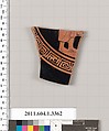 Terracotta fragment of a kylix (drinking cup), Terracotta, Greek, Attic