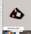Terracotta fragment of a kylix (drinking cup), Terracotta, Greek, Attic
