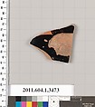 Terracotta fragment of a kylix (drinking cup), Terracotta, Greek, Attic