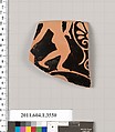Terracotta fragment of a kylix (drinking cup), Terracotta, Greek, Attic