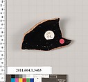Terracotta fragment of a kylix (drinking cup), Terracotta, Greek, Attic