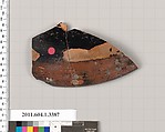Terracotta fragment of a kylix (drinking cup), Terracotta, Greek, Attic