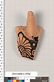 Terracotta fragment of a kylix (drinking cup), Terracotta, Greek, Attic