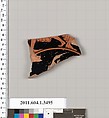 Terracotta fragment of a kylix (drinking cup), Attributed to Makron [DvB], Terracotta, Greek, Attic