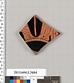 Terracotta fragment of a kylix (drinking cup), Terracotta, Greek, Attic
