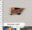 Terracotta fragment of a kylix (drinking cup), Terracotta, Greek, Attic