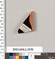 Terracotta fragment of a kylix (drinking cup), Terracotta, Greek, Attic