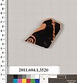 Terracotta fragment of a kylix (drinking cup), Terracotta, Greek, Attic