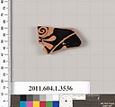 Terracotta fragment of a kylix (drinking cup), Terracotta, Greek, Attic