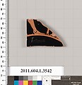 Terracotta fragment of a kylix (drinking cup), Terracotta, Greek, Attic