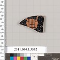 Terracotta fragment of a kylix (drinking cup), Terracotta, Greek, Attic