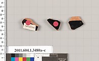 Terracotta fragments of kylikes (drinking cups), Terracotta, Greek, Attic