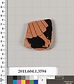 Terracotta fragment of a kylix (drinking cup), Terracotta, Greek, Attic