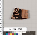 Terracotta fragment of a kylix (drinking cup), Terracotta, Greek, Attic