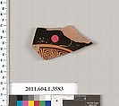 Terracotta fragment of a kylix (drinking cup), Terracotta, Greek, Attic