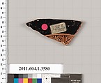 Terracotta fragment of a kylix (drinking cup), Terracotta, Greek, Attic