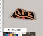 Terracotta fragment of a kylix (drinking cup), Terracotta, Greek, Attic