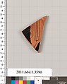 Terracotta fragment of a kylix (drinking cup), Terracotta, Greek, Attic