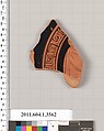 Terracotta fragment of a kylix (drinking cup), Terracotta, Greek, Attic