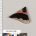 Terracotta fragment of a kylix (drinking cup), Terracotta, Greek, Attic