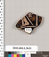 Terracotta fragment of a kylix (drinking cup), Terracotta, Greek, Attic
