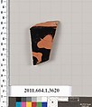 Terracotta fragment of a kylix (drinking cup), Terracotta, Greek, Attic