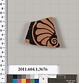 Terracotta fragment of a kylix (drinking cup), Terracotta, Greek, Attic