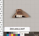 Terracotta fragment of a kylix (drinking cup), Terracotta, Greek, Attic