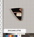 Terracotta fragment of a kylix (drinking cup), Terracotta, Greek, Attic