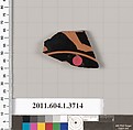 Terracotta fragment of a kylix (drinking cup), Terracotta, Greek, Attic