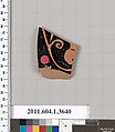 Terracotta fragment of a kylix (drinking cup), Terracotta, Greek, Attic