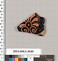 Terracotta fragment of a kylix (drinking cup), Attributed to the School of Douris [DvB], Terracotta, Greek, Attic